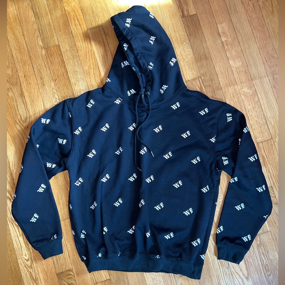 White Fox oversized black and white WF hoodie, size small